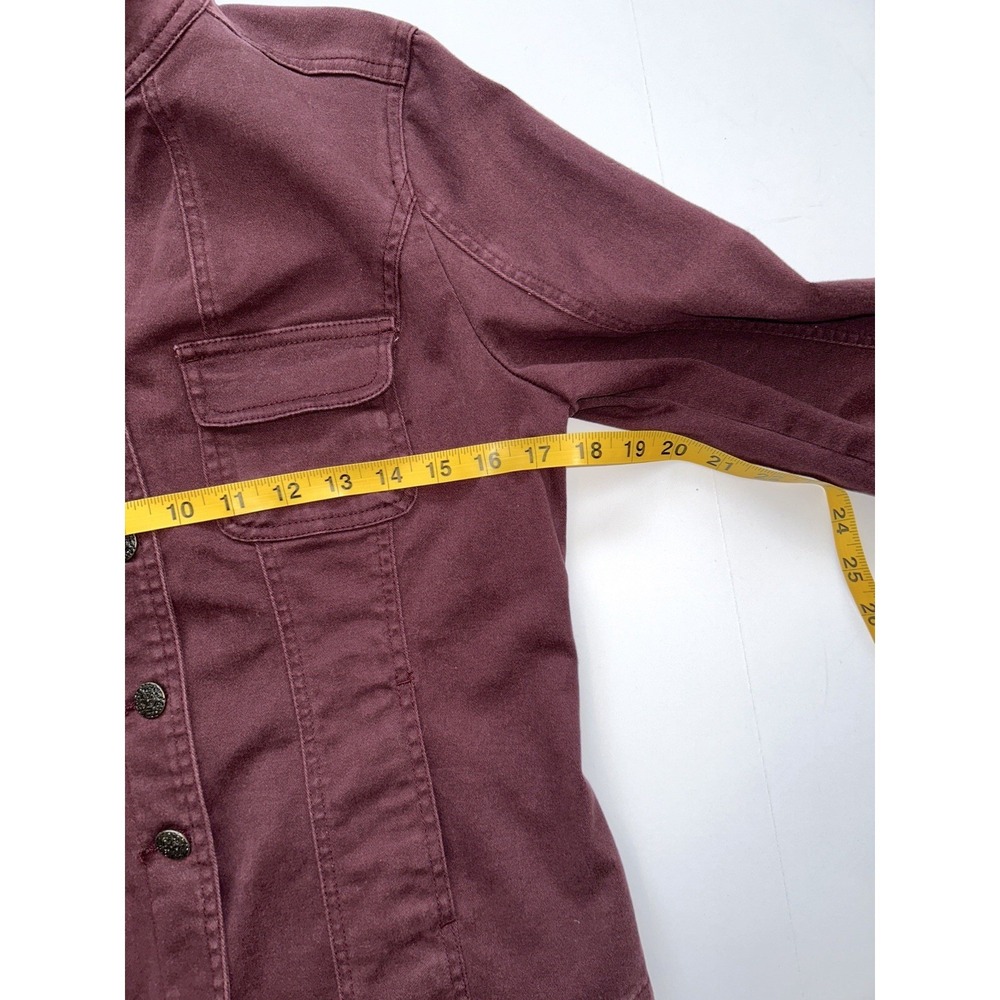Live A Little LAL Woman's Utility Jacket Medium Petite Button Cotton Wine Color - Picture 11 of 15